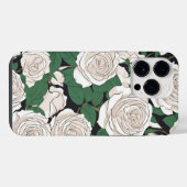 Rustig patroon van witte roos iPhone hoesje (Achterkant horizontaal)