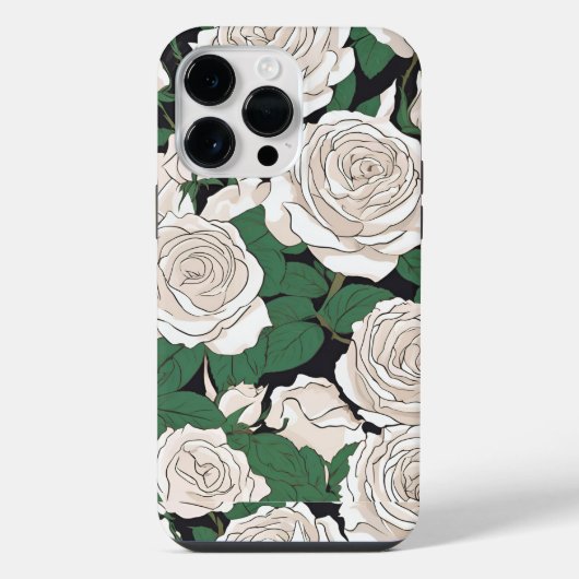 Rustig patroon van witte roos iPhone hoesje (Achterkant)