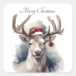Rustig Rendier Kerstmis, op maat Vierkante Sticker