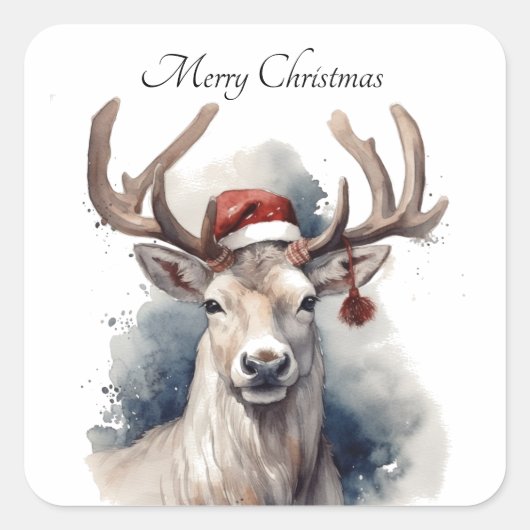 Rustig Rendier Kerstmis, op maat Vierkante Sticker (Voorkant)