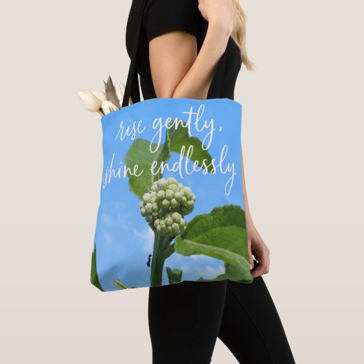 Rustig rijzen, oneindig schijnen tote bag (Dichtbij)