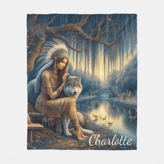 Rustig riviermoment met een wolf fleece deken (Voorkant)