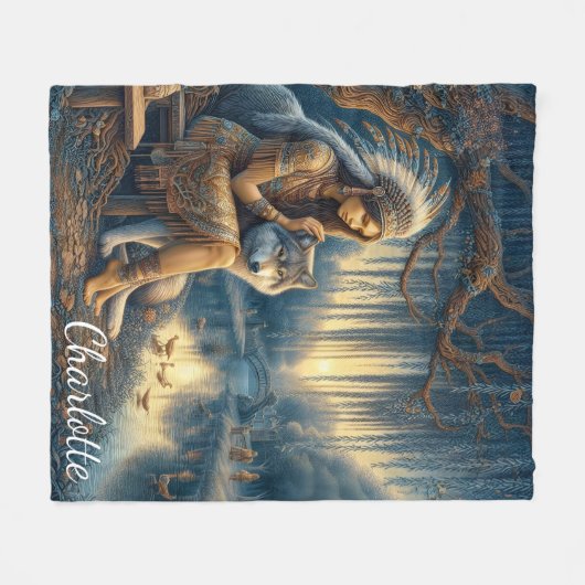 Rustig riviermoment met een wolf fleece deken (Voorkant (Horizontaal))