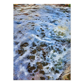 Rustig rivieroppervlak met artistieke abstractie foto afdruk