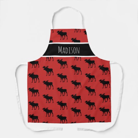 Rustig Rood Eland Winter Kerst Bakken en Koken Schort (Voorkant)