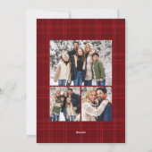 Rustig rood geruit groen kerst 4 foto feestdagenkaart (Achterkant)