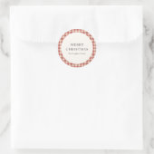 Rustig rood geruit modern Kerstmis Ronde Sticker (Tas)