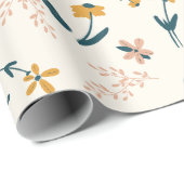Rustig Roze Bloemmotief  Cadeaupapier (Rol Hoek)