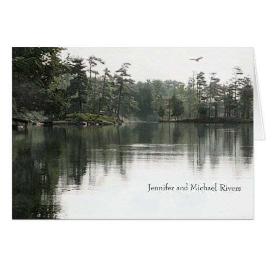 Rustig rustiek meer evergreens bruiloft dank u (Voorkant Horizontaal)