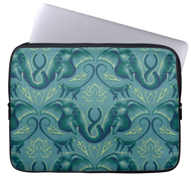 Rustig Safari wandtapijtpatroon - de witte lotus Laptop Sleeve (Voorkant)