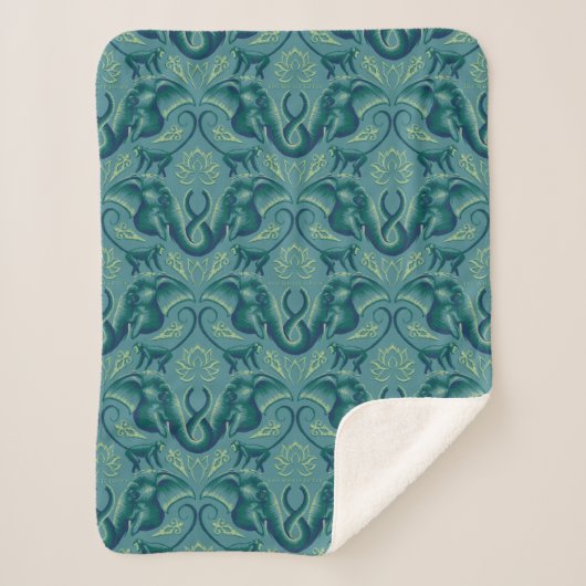 Rustig Safari wandtapijtpatroon - de witte lotus Sherpa Deken (Voorkant)