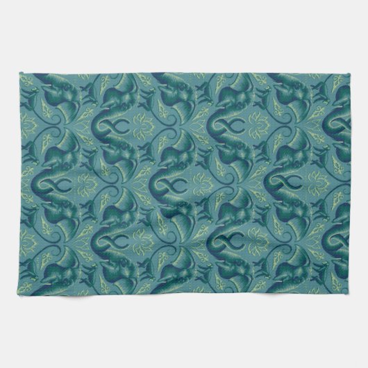 Rustig Safari wandtapijtpatroon - de witte lotus Theedoek (Horizontaal)