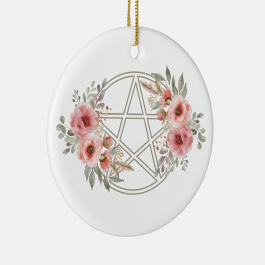 Rustig Sage Bloemen Pentakel Keramisch Ornament (Rechts)