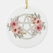 Rustig Sage Bloemen Pentakel Keramisch Ornament (Voorkant)