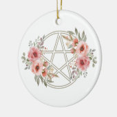 Rustig Sage Bloemen Pentakel Keramisch Ornament (Links)