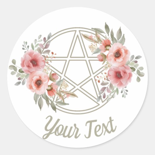 Rustig Sage Bloemen Pentakel Ronde Sticker (Voorkant)