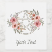 Rustig Sage Bloemen Pentakel Wijn Etiket (Enkel label)