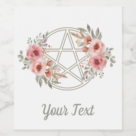 Rustig Sage Bloemen Pentakel Wijn Etiket (Enkel label)