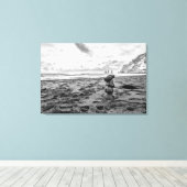 Rustig sereniteit: Strand Cairn Canvas Afdruk (Insitu (Houten vloer))