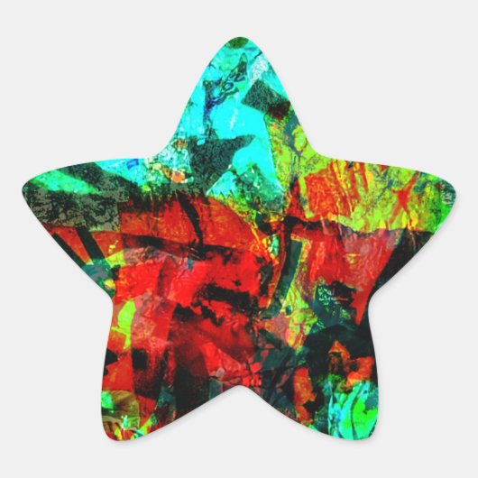 Rustig sinaasappel blauw abstract blauw ster stick ster sticker (Voorkant)