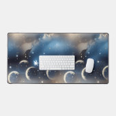 Rustig Stof Blauw Hemels Maan Bureaumat (Keyboard & Muis)