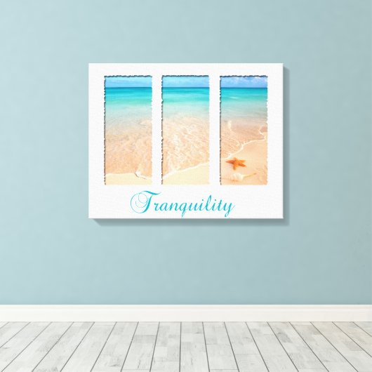 Rustig strand drieluik canvas afdruk (Insitu (Houten vloer))