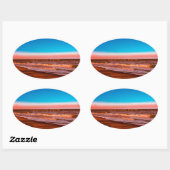 Rustig strand en golf – Zomerlijke kustsfeer Ovale Sticker (Vel)