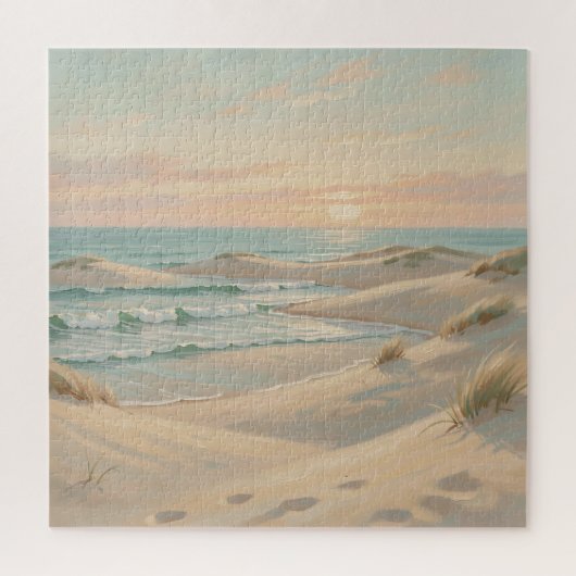 Rustig Strand Zonsondergang Duinen Oceaan Golven K Legpuzzel (Verticaal)