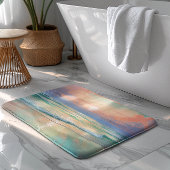 Rustig strand zonsondergang, natuur landschap badmat