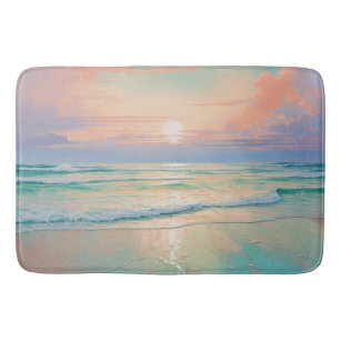 Rustig strand zonsondergang, natuur landschap badmat
