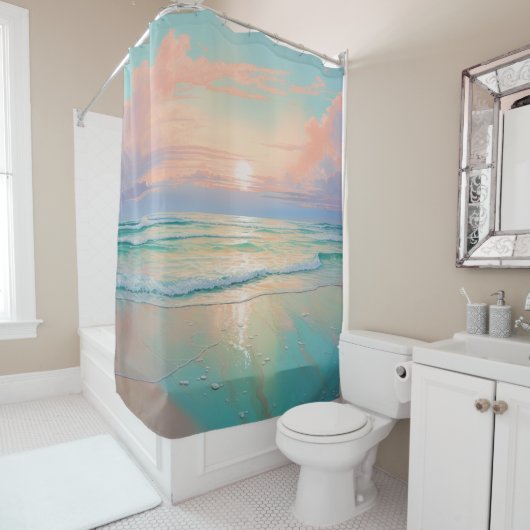 Rustig strandlandschap douchegordijn (In situ)