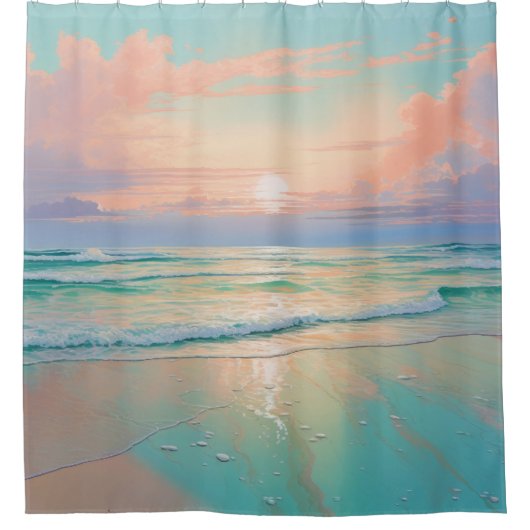 Rustig strandlandschap douchegordijn (Voorkant)
