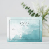 Rustig Teal Aquarel RSVP Kaartje (Staand voorkant)