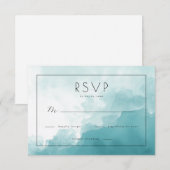 Rustig Teal Aquarel RSVP Kaartje (Voorkant / Achterkant)