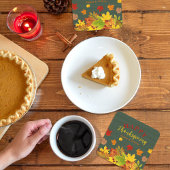 Rustig Teal Hout Herfstbladeren Thanksgiving-diner Kartonnen Onderzetters