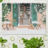 Rustig terras in Rome Theedoek (Gevouwen)