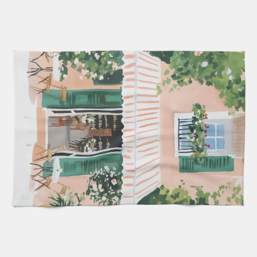 Rustig terras in Rome Theedoek (Horizontaal)