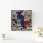 Rustig Texas op echt uitziend hout Vierkante Klok (Huis)