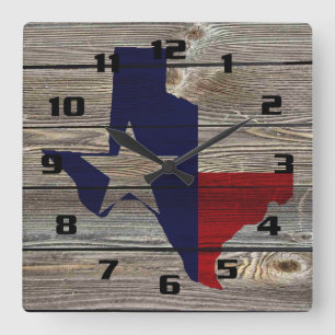 Rustig Texas op echt uitziend hout Vierkante Klok