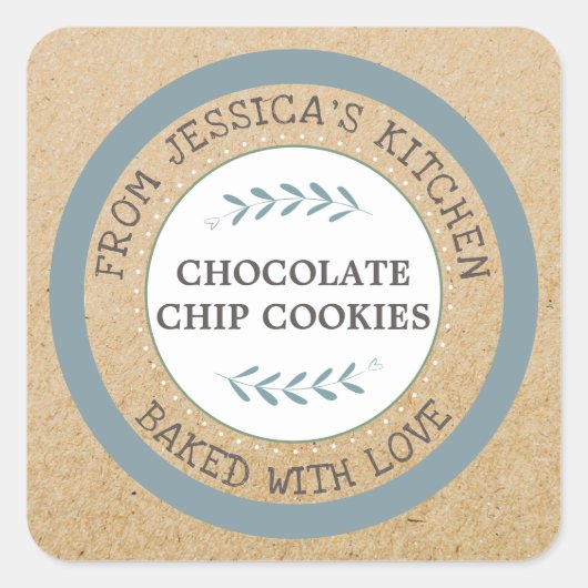 Rustig Thuis Gebakken Met Liefde Bakgeschenk Vierkante Sticker (Voorkant)