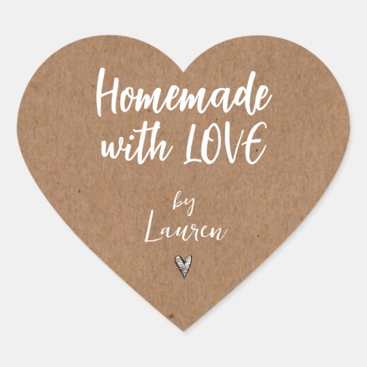 Rustig THUISGEMAAKT met LIEFDE Hart Sticker (Voorkant)
