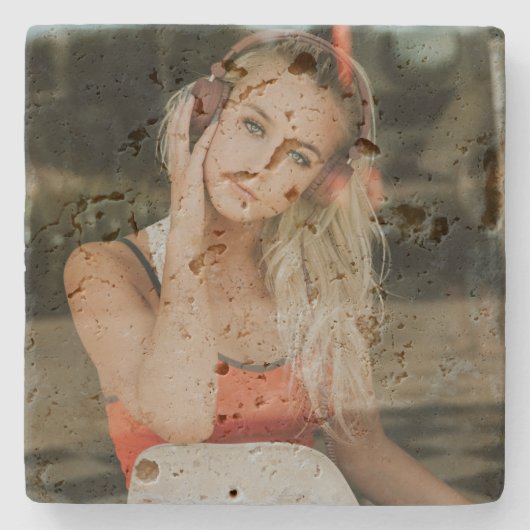 RUSTIG! Travertijn Onderzetter - gepersonaliseerd (Voorkant)