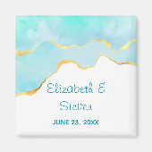 Rustig Tropisch Groen met Gouden Rand Trouw Magneet (Voorkant)