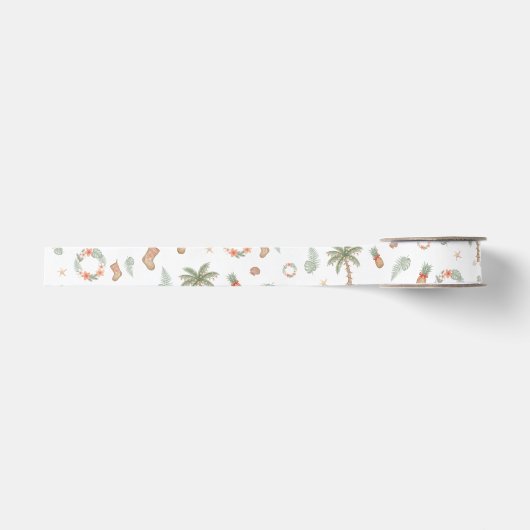 Rustig Tropisch Kerstfeest Grosgrain Lint (Voorkant)