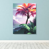 Rustig tropisch ontsnappen: palmboom canvas afdruk (Insitu (Houten vloer))