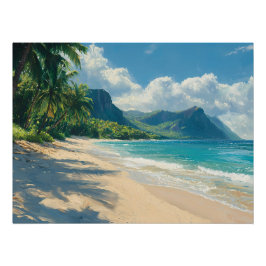 Rustig tropisch strand met turquoise wateren perfect poster