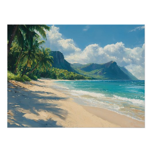 Rustig tropisch strand met turquoise wateren perfect poster (Voorkant)