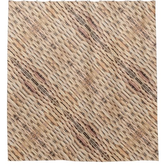 rustig tropisch strand woven wicker douchegordijn (Voorkant)