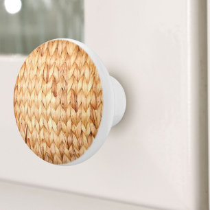 rustig tropisch strand woven wicker keramische knop