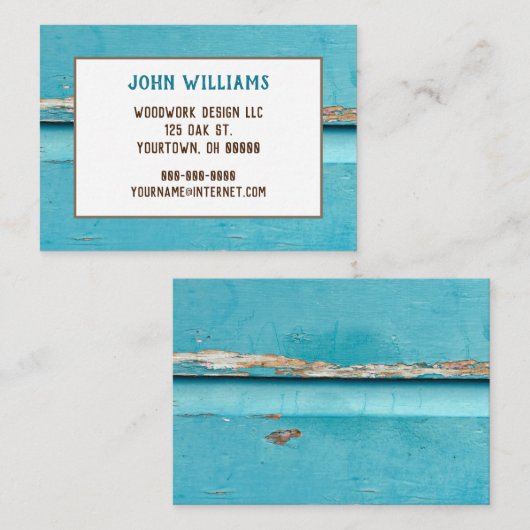 rustig turkooisverfhout visitekaartje (Voorkant / Achterkant)